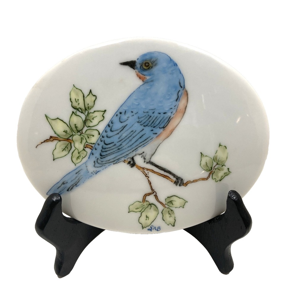 Rare Vtg Oval Porcelain Johann Seltmann Vohenstrauss Hand Painted Bird Plaque 5"